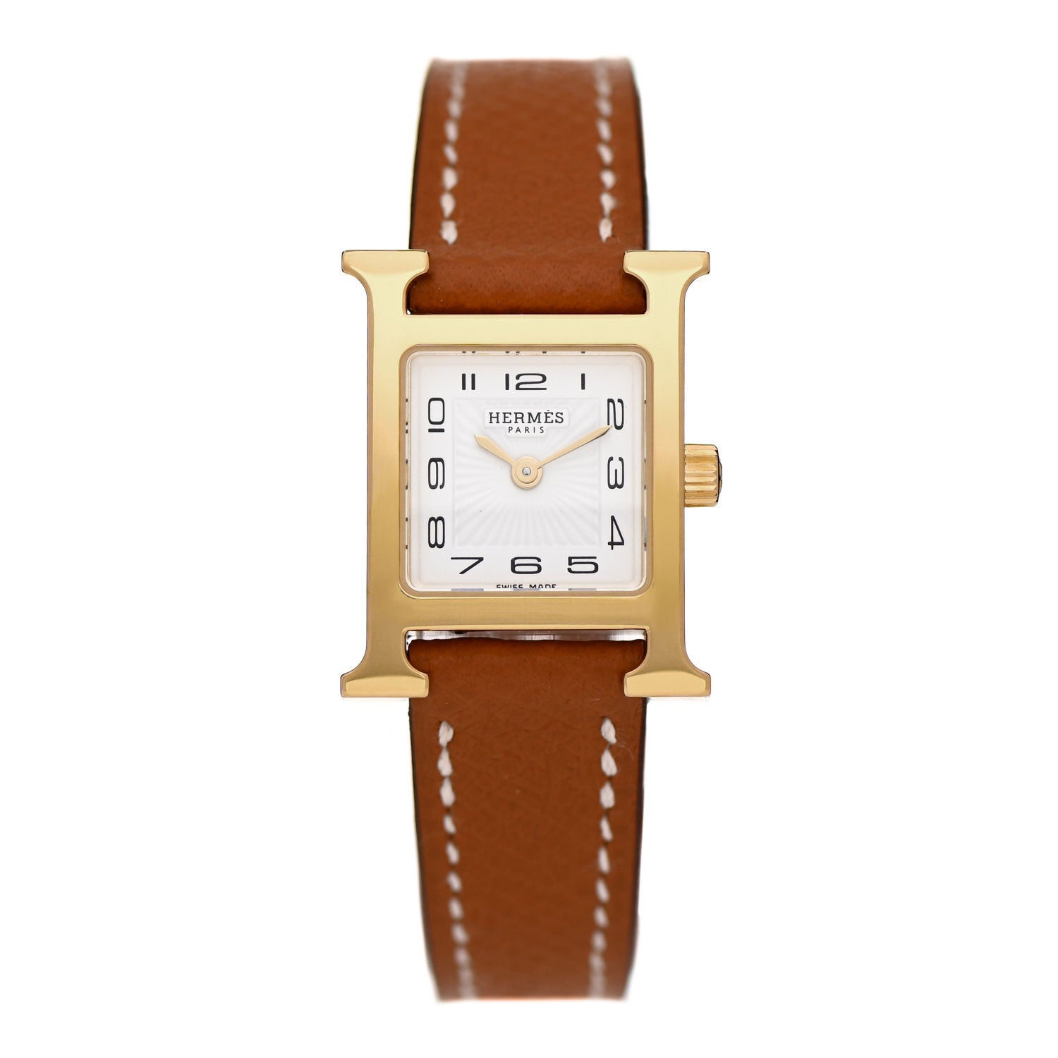 Hermes Stainless Steel Epsom 17.2mm Heure H Hour Quartz Watch Gold 1 of 5