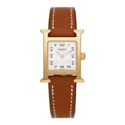 Hermes Stainless Steel Epsom 17.2mm Heure H Hour Quartz Watch Gold 1 of 5