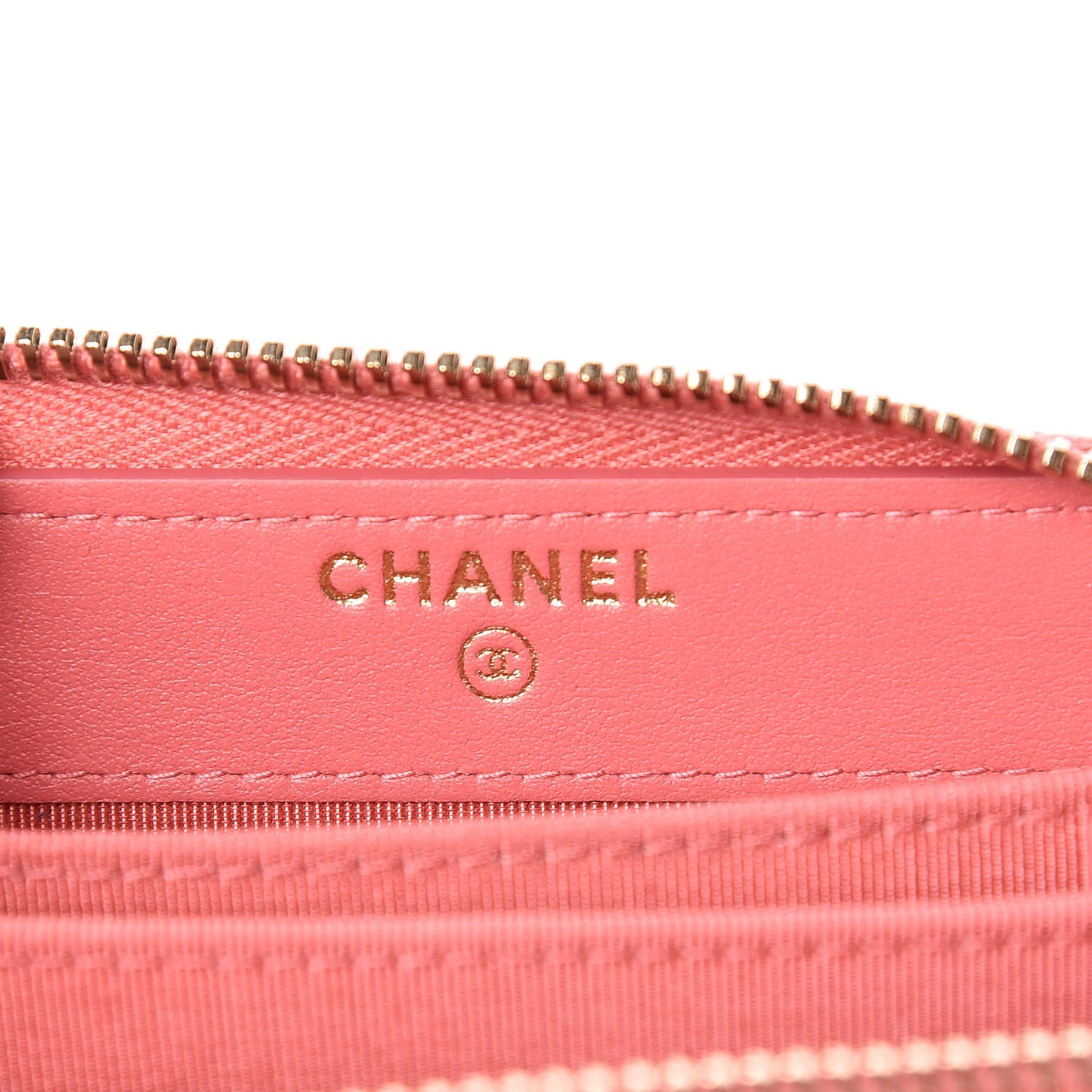 Metallic Caviar Quilted Zip Coin Purse Pink
