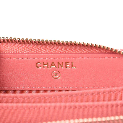 Chanel Metallic Caviar Quilted Zip Coin Purse Pink 6 of 10