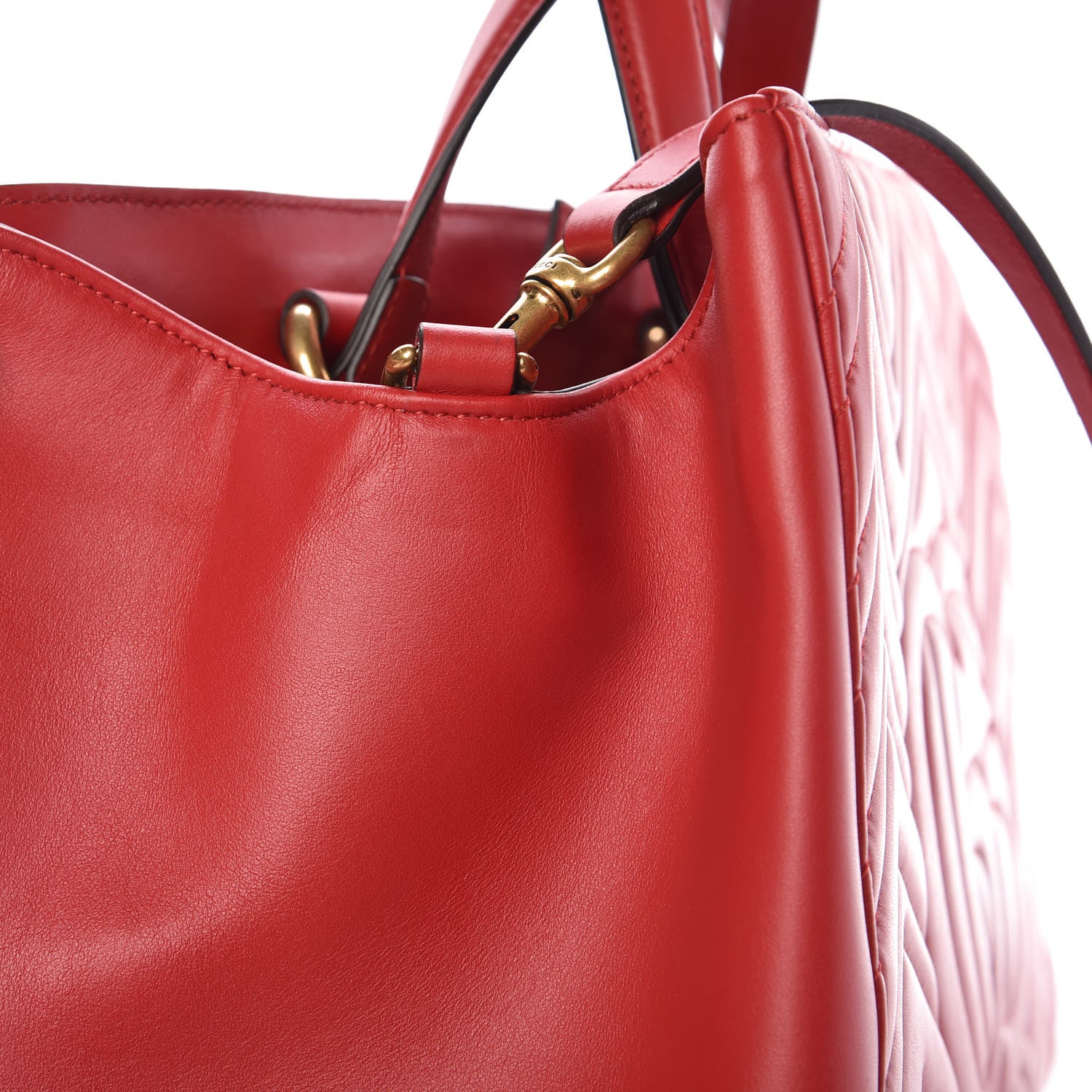 Gucci Calfskin Matelasse Medium GG Marmont Tote Hibiscus Red 13 of 13