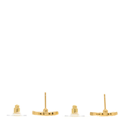 Chanel Metal Textured CC Earrings Gold 5 of 7