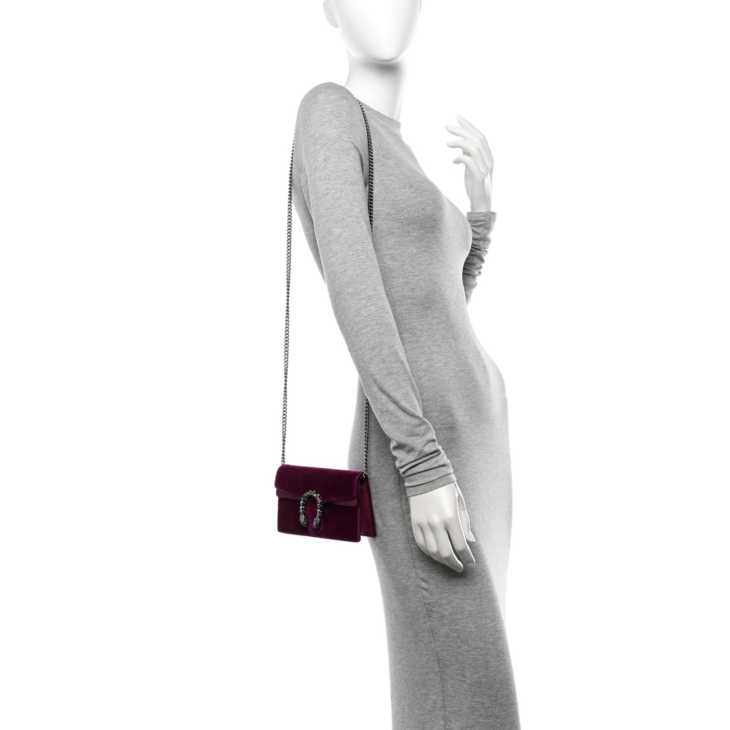 Velvet Super Mini Dionysus Shoulder Bag Fuchsia Violet Cyclamen