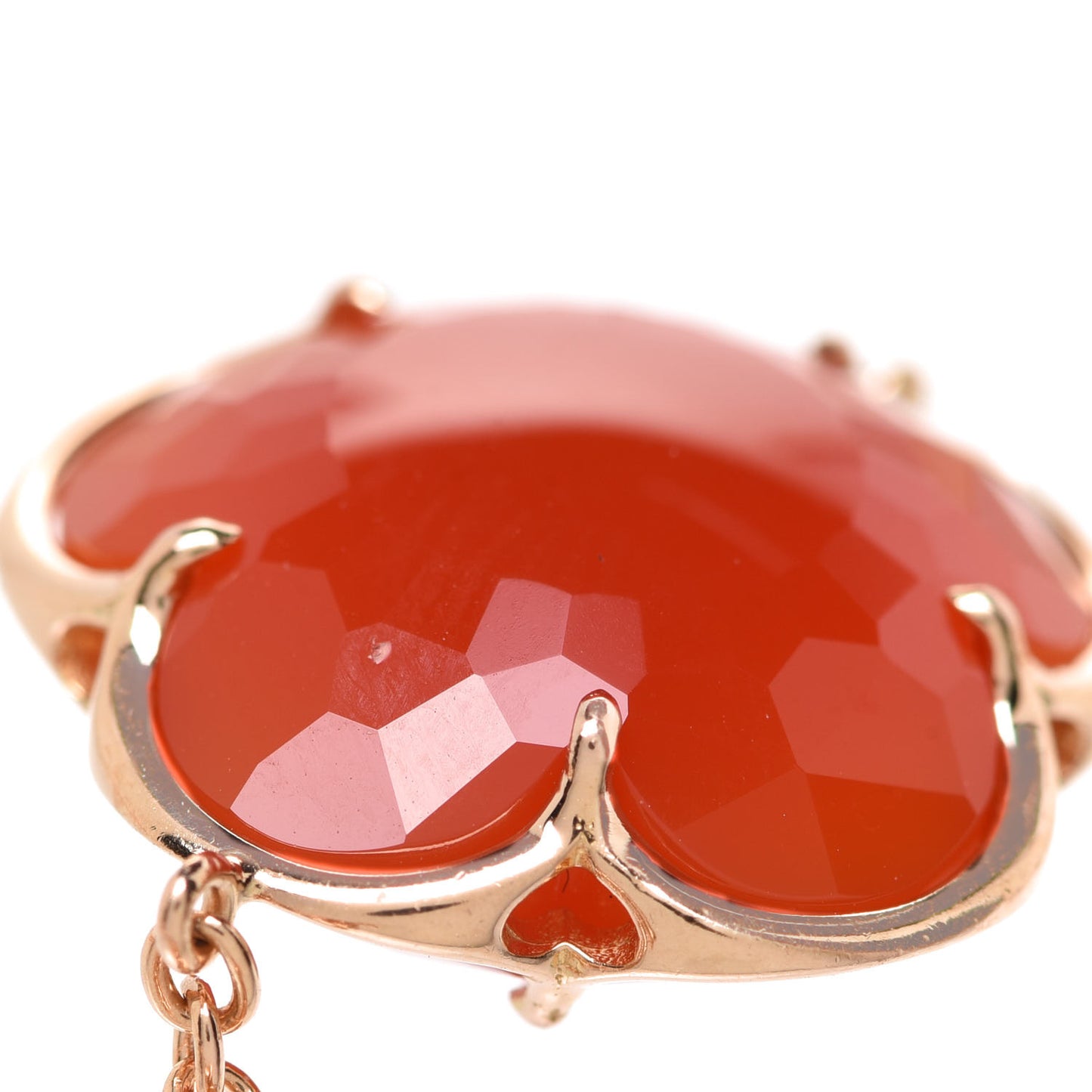 18K Rose Gold Milky Quartz Carnelian Diamond Bon Ton Sautoir Necklace