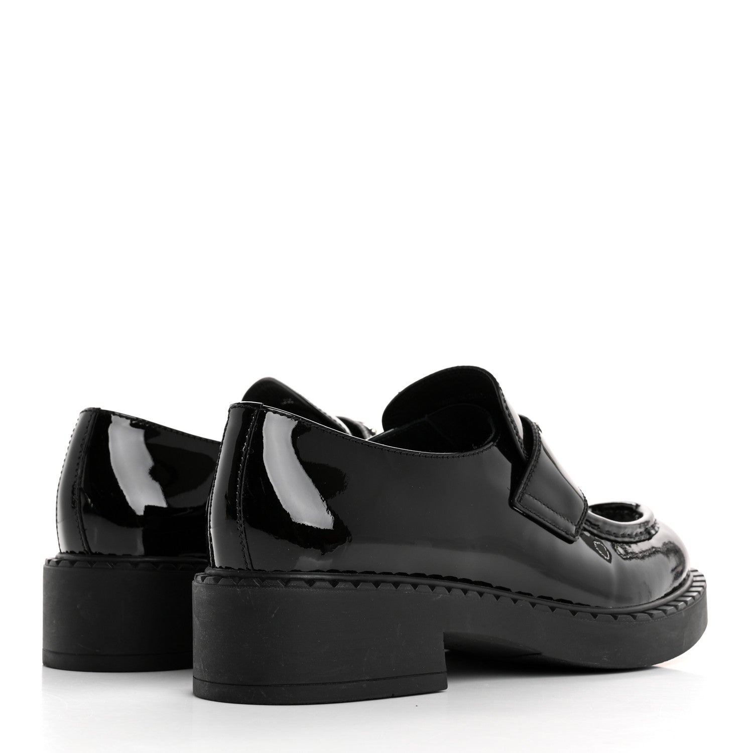 Prada Vernice Metal Triangle Logo 50mm Loafers 39.5 Black 5 of 10