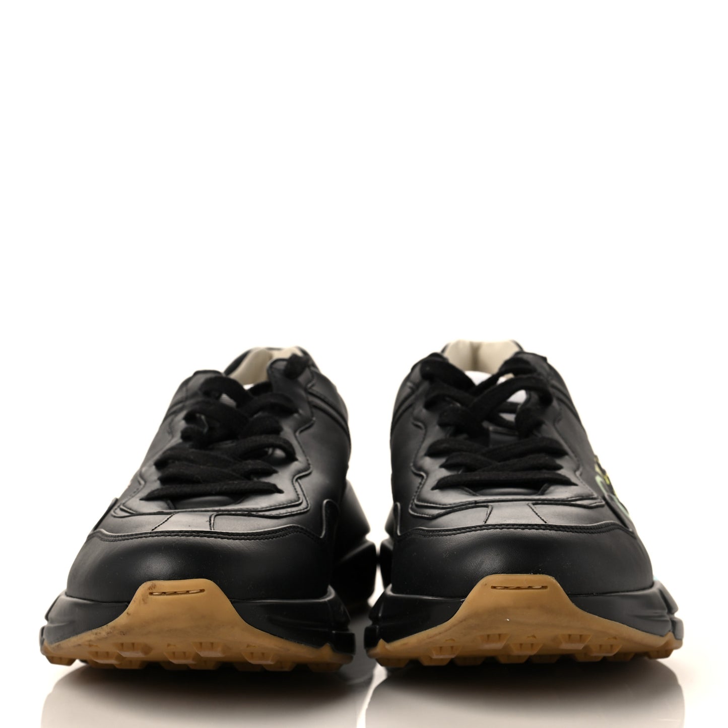 Calfskin Iridescent Logo Womens Rhyton Sneakers 40 Black