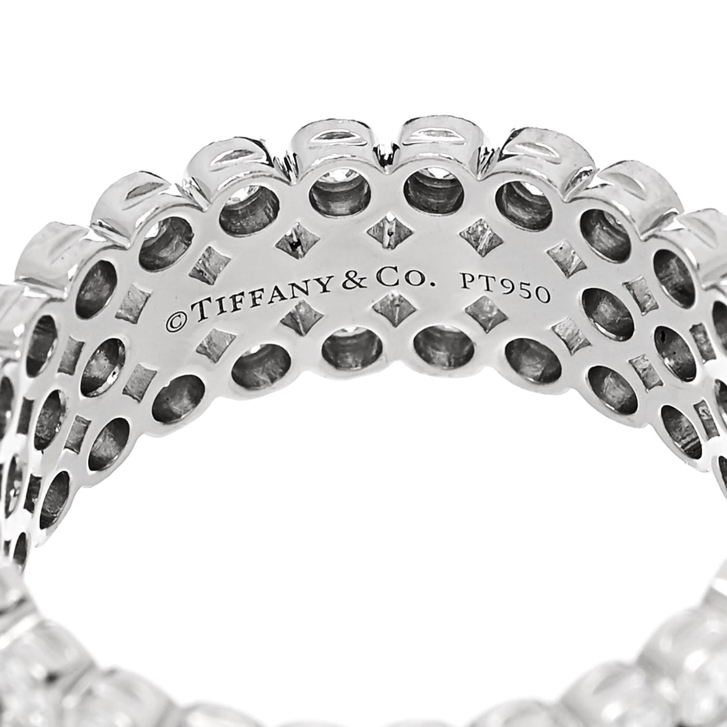Platinum Diamond Jazz Three-Row Band Ring 51 5.75
