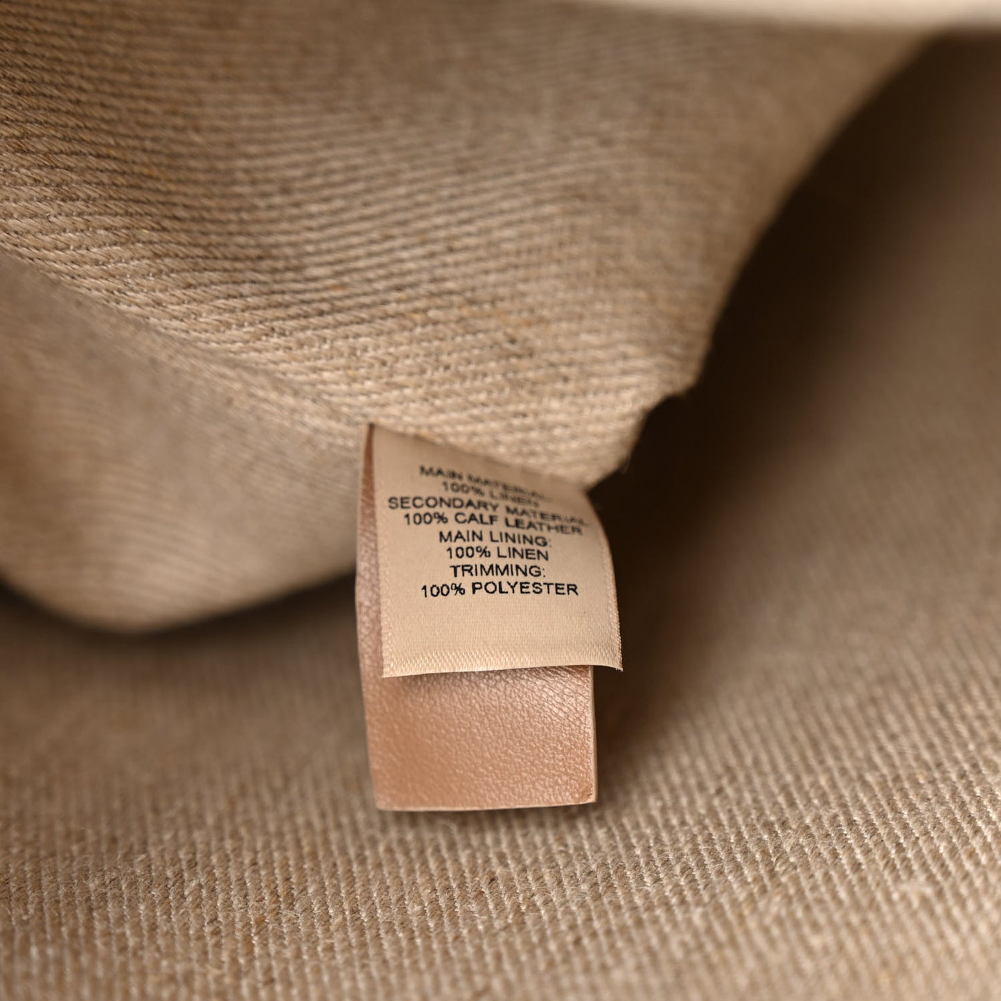 Linen Calfskin Medium Woody Ribbon Tote Blushy Beige