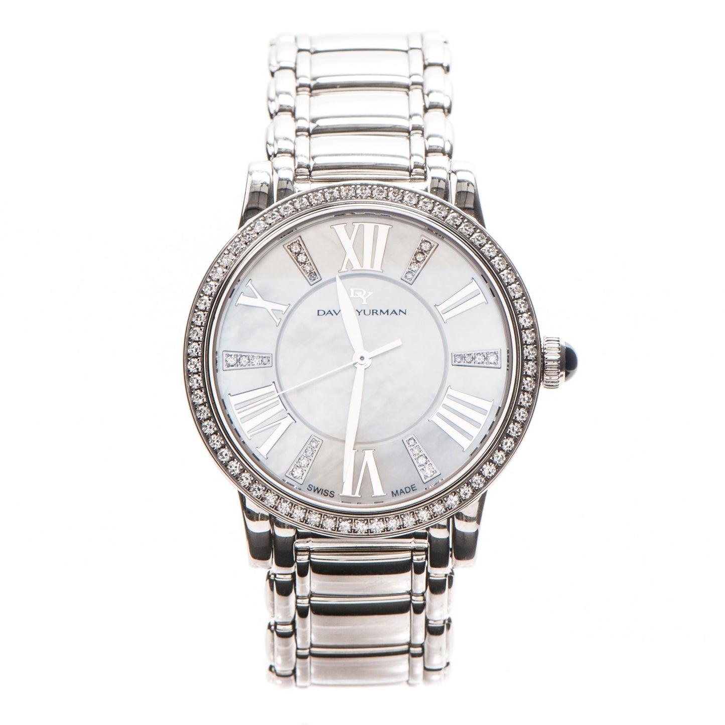 Stainless Steel Diamond Bezel Mother of Pearl 38mm Classic Quartz Watch