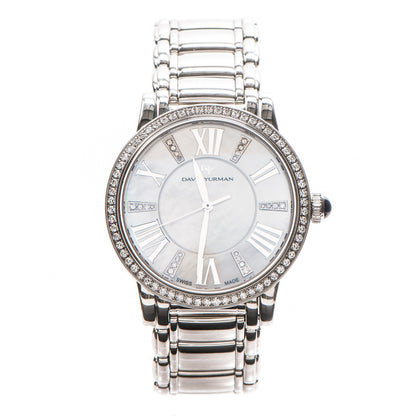 David Yurman Stainless Steel Diamond Bezel Mother of Pearl 38mm Classic Quartz Watch 1 of 9