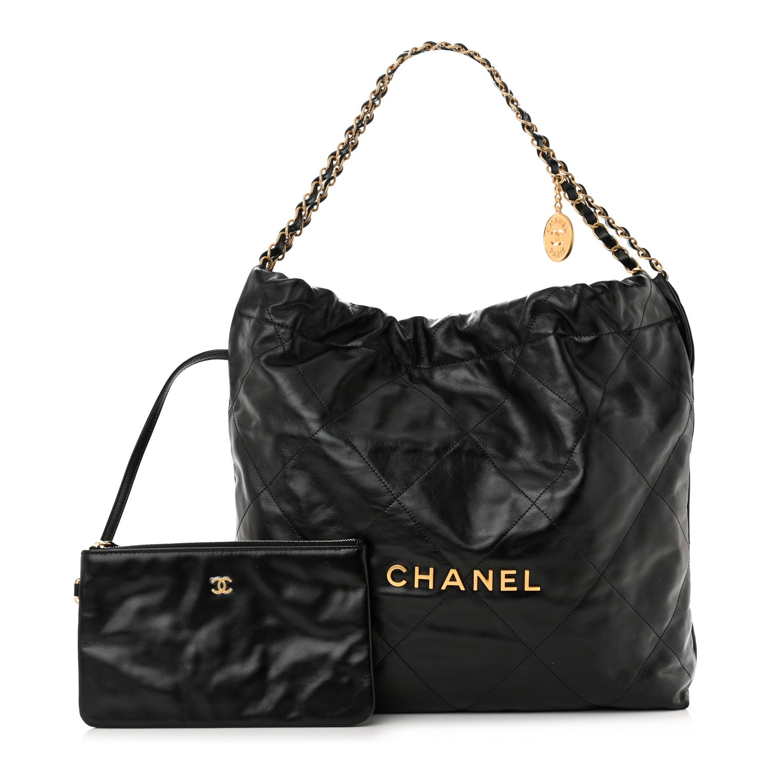 Chanel Shiny Calfskin Quilted Chanel 22 Black 1 of 11