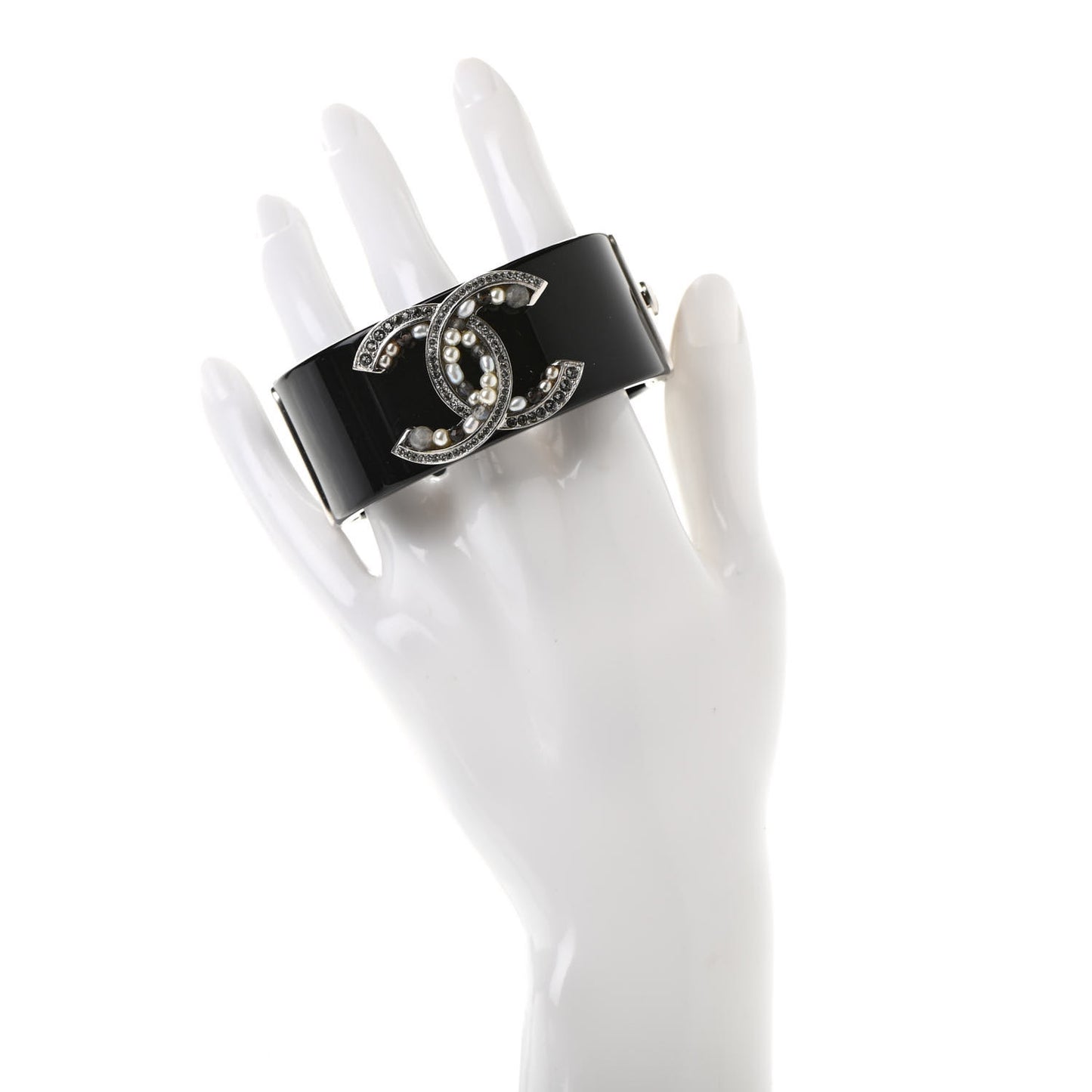 Resin Pearl Crystal CC Cuff Black