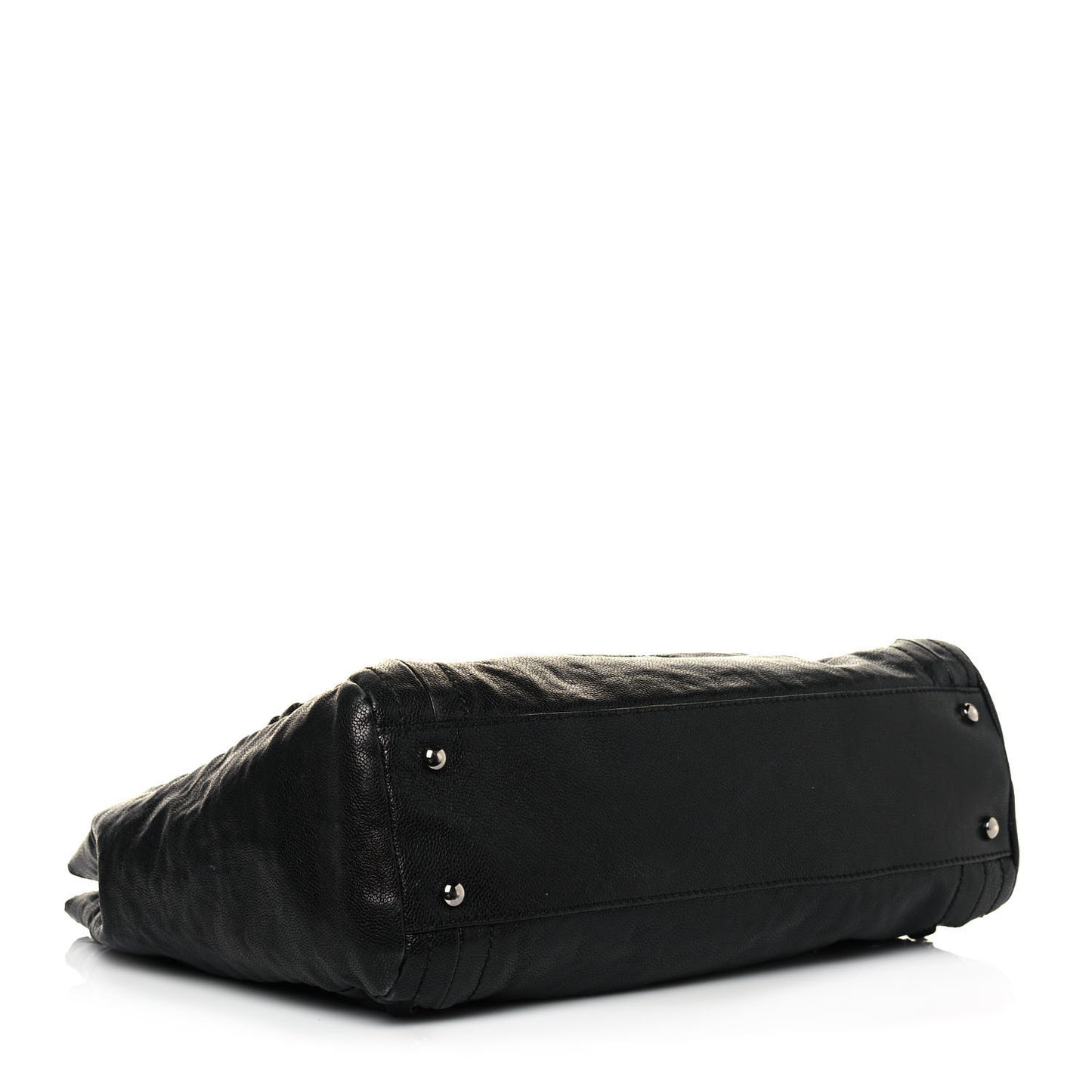 Glazed Caviar Modern Chain Tote Black