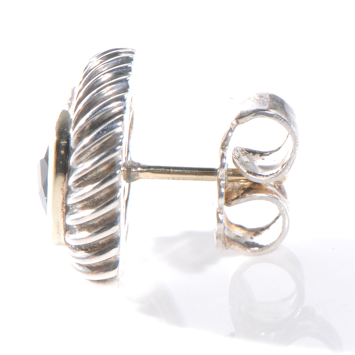 David Yurman Sterling Silver 14k Gold Blue Topaz Cushion Earrings 3 of 5
