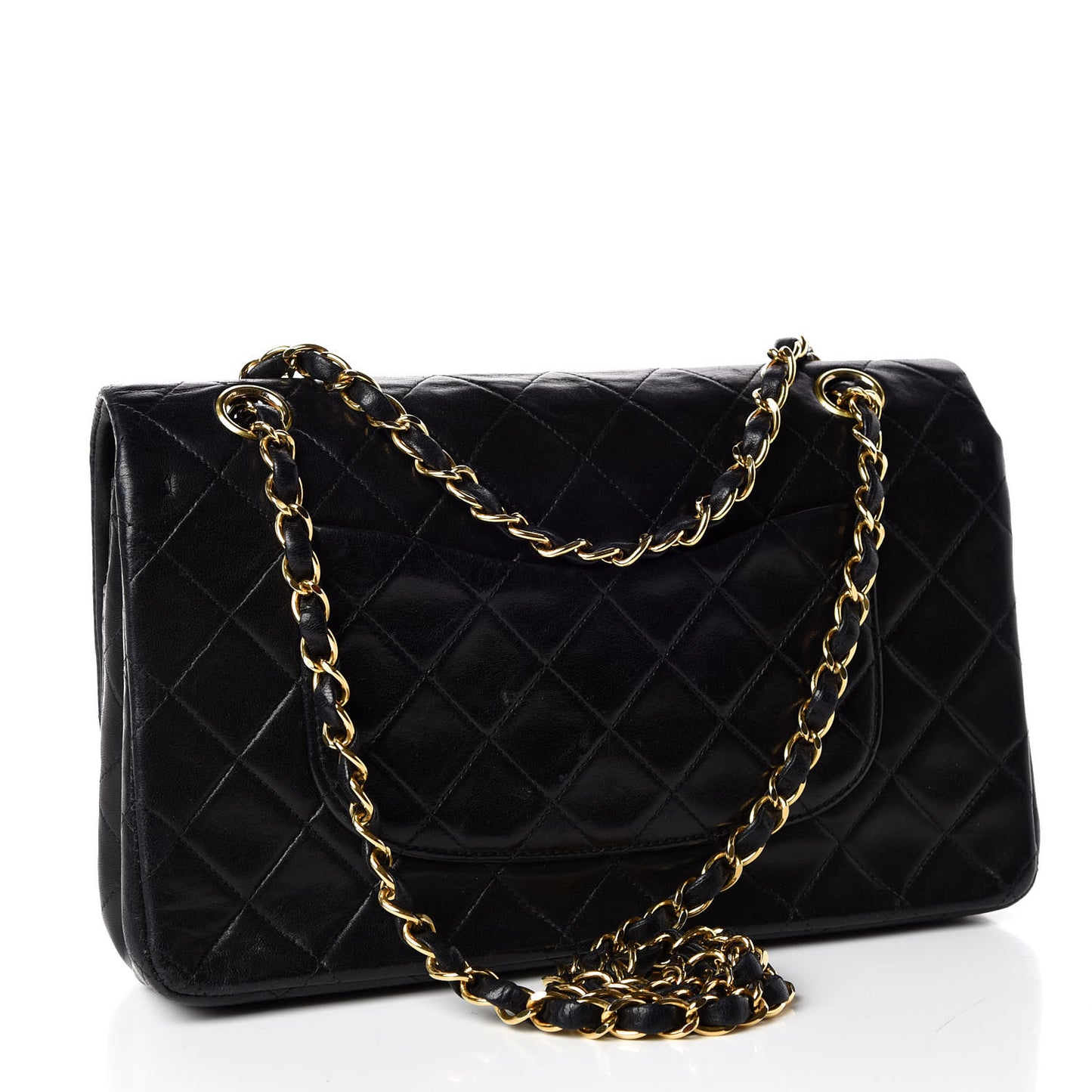 Lambskin Quilted Medium Double Flap Black