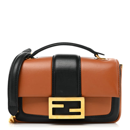 Fendi Nappa Apolo Bi-Color Mini Chain Baguette Brandy Black 1 of 10