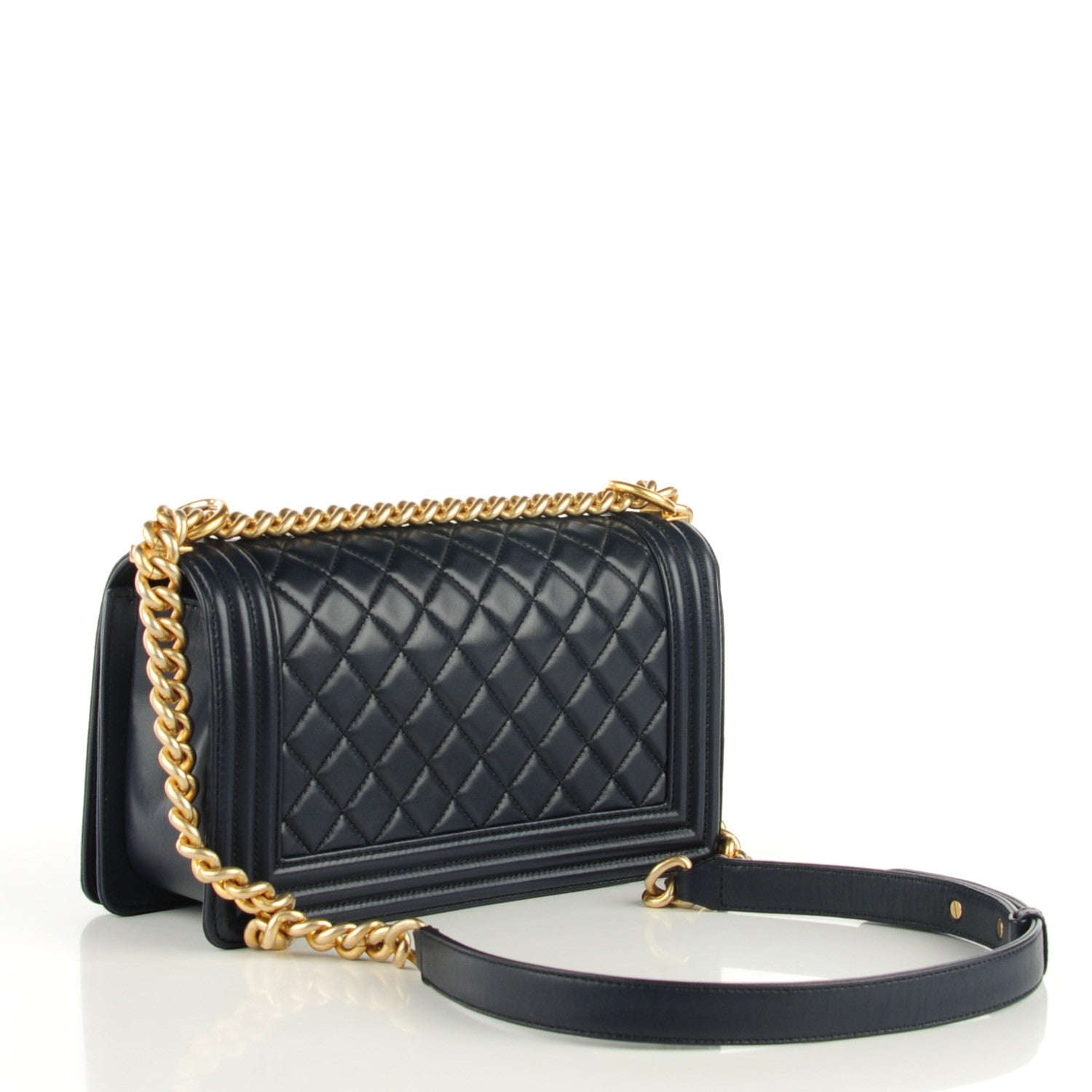 Chanel Lambskin Quilted Medium Boy Flap Dark Navy 3 of 9