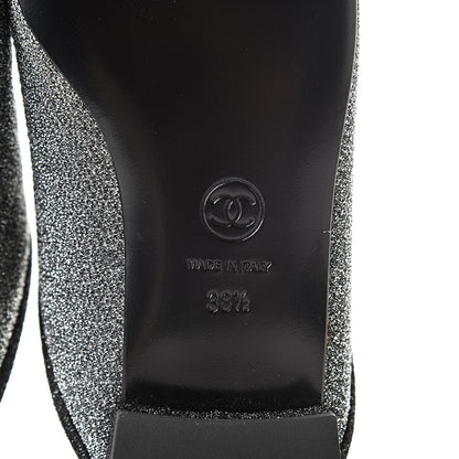 Chanel Fantasy Fabric Mules 38.5 Dark Silver Black 6 of 9