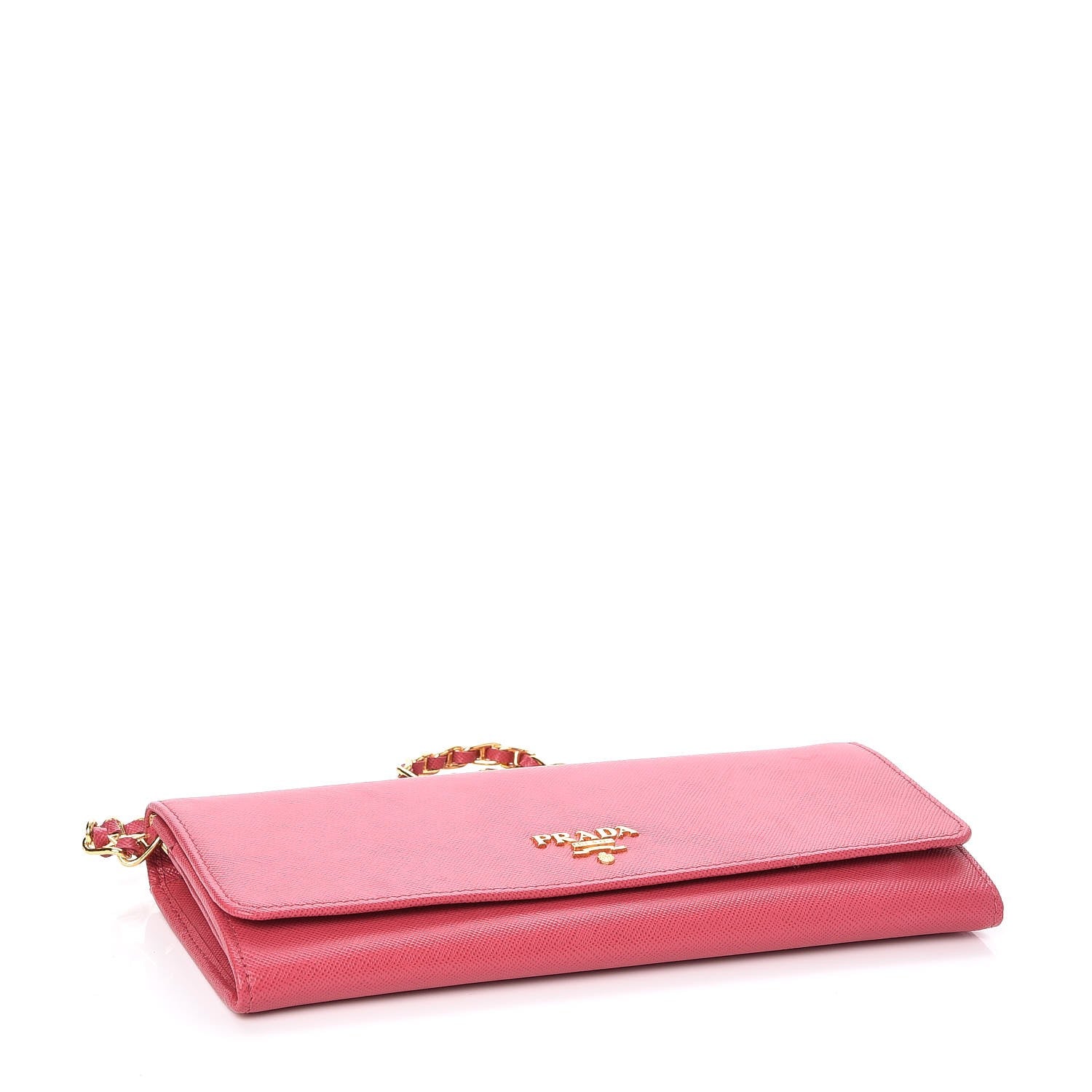 Prada Saffiano Metal Oro Chain Wallet Peonia 4 of 8