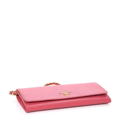 Prada Saffiano Metal Oro Chain Wallet Peonia 4 of 8
