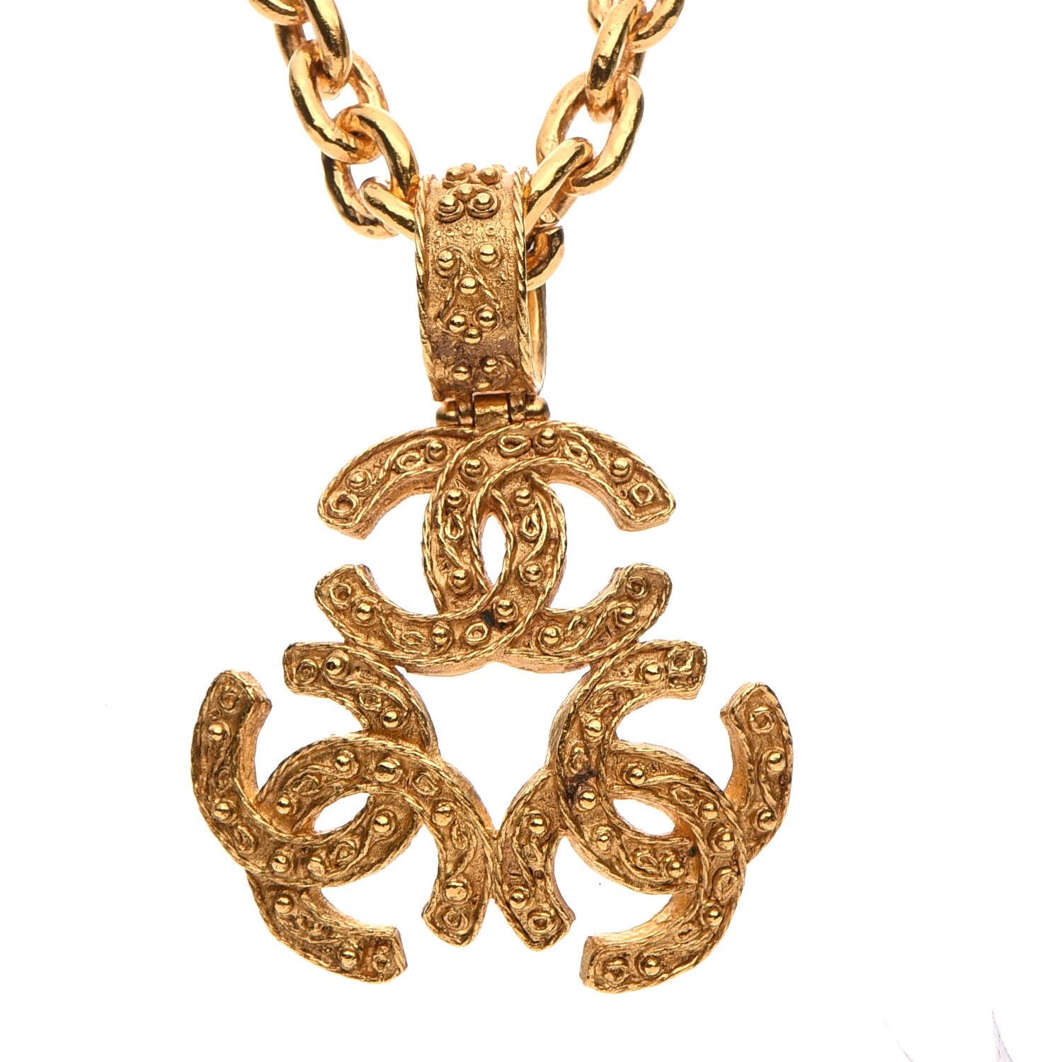 Chanel Triple CC Chain Necklace Gold 4 of 9