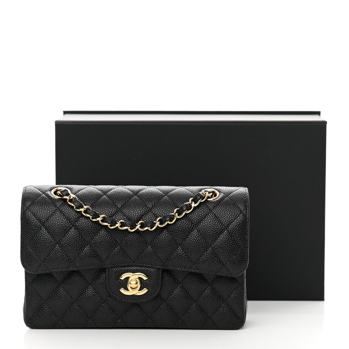 Caviar Quilted Small Double Flap Black