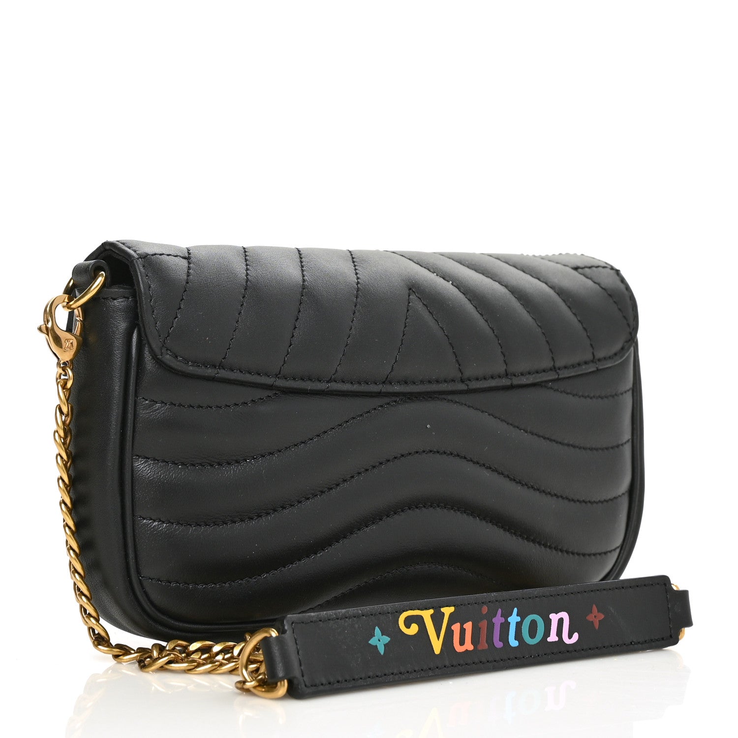 Louis Vuitton Calfskin New Wave Chain Pochette Black 3 of 6