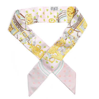 Hermes Silk Brides De Gala Love Twilly Parme Vert D Eau Vieux Rose 1 of 4