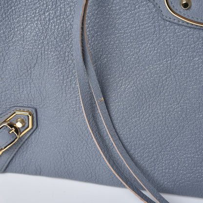 Balenciaga Chevre Gold Metallic Edge Hardware Pouch Bleu Acier 9 of 9