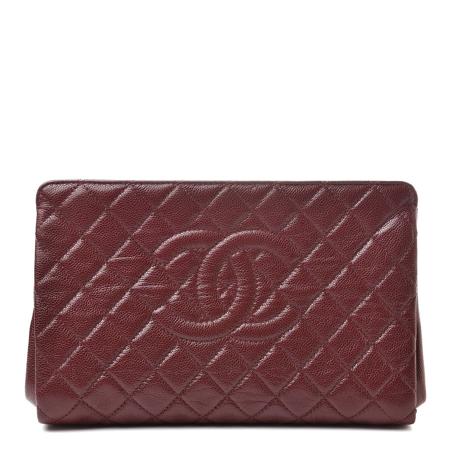 Caviar Quilted CC Large Clutch Dark Red