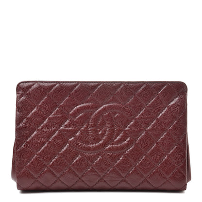 Chanel Caviar Quilted CC Large Clutch Dark Red 1 of 13