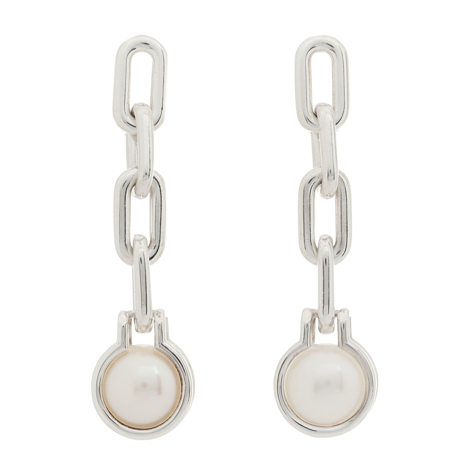 Tiffany Sterling Silver Pearl HardWear Triple Link Earrings 1 of 5