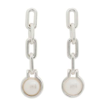 Tiffany Sterling Silver Pearl HardWear Triple Link Earrings 1 of 5