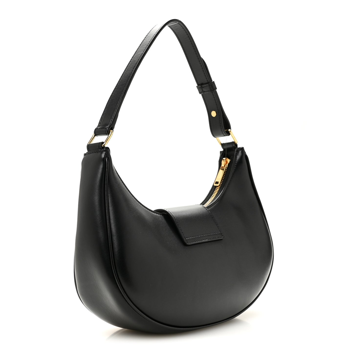 Smooth Calfskin Medium Strap Ava Triomphe Shoulder Bag Black