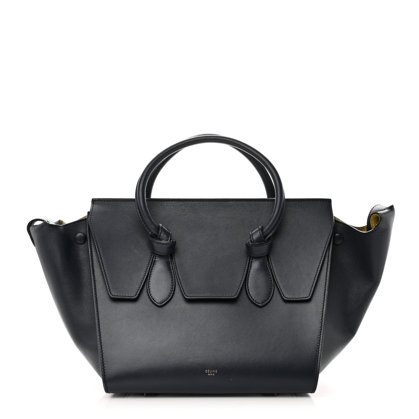 Smooth Calfskin Small Tie Knot Tote Navy Blue