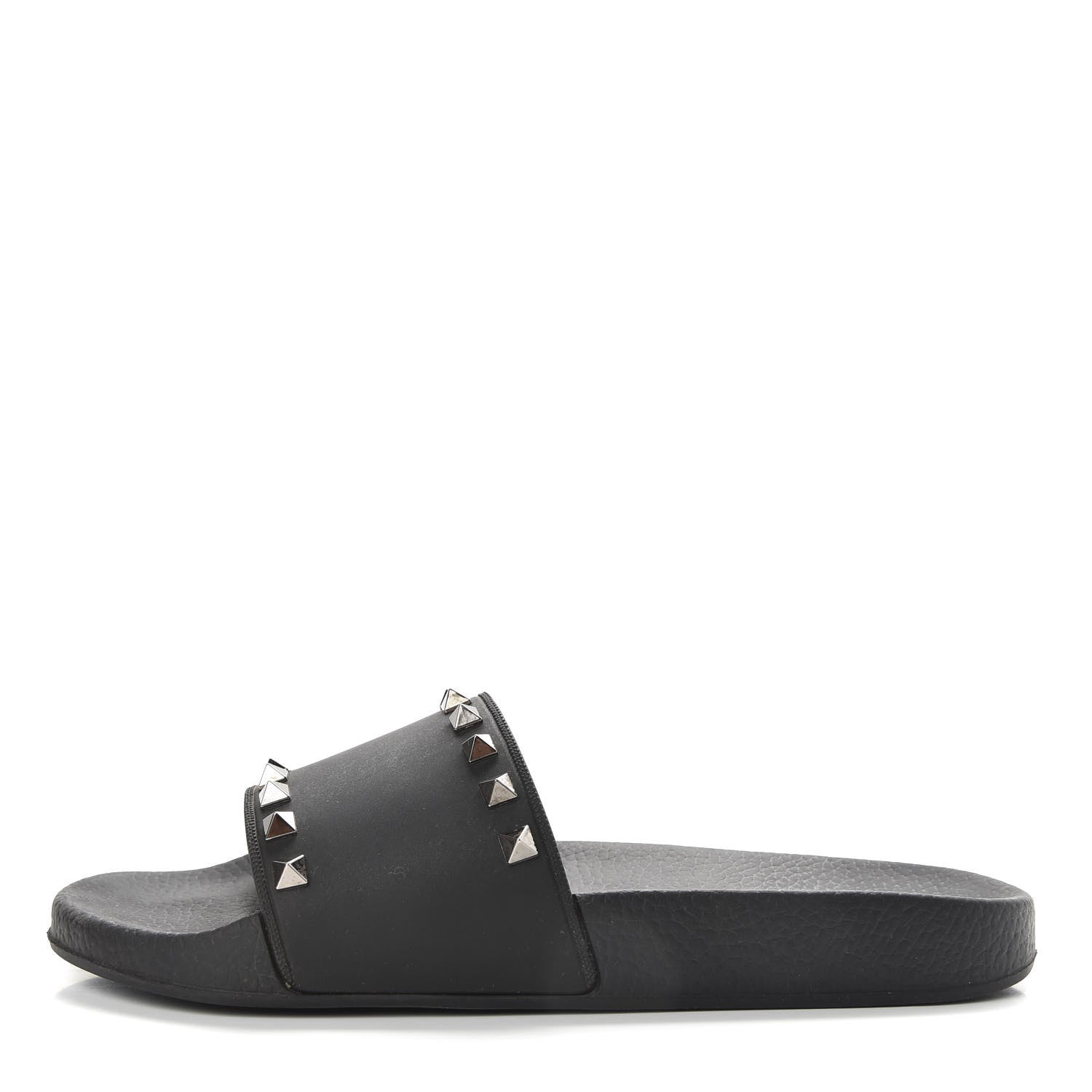 Valentino Garavani Rubber Rockstud Slide Sandals 40 Black 1 of 9