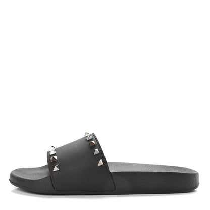 Valentino Garavani Rubber Rockstud Slide Sandals 40 Black 1 of 9