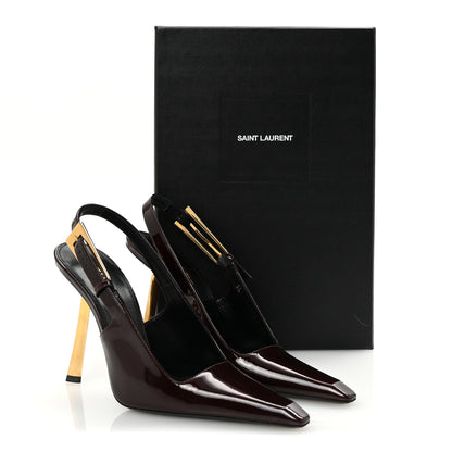Saint Laurent Vernice Gloss Lee 110 Slingback Pumps 38 Marron Glacé 9 of 9