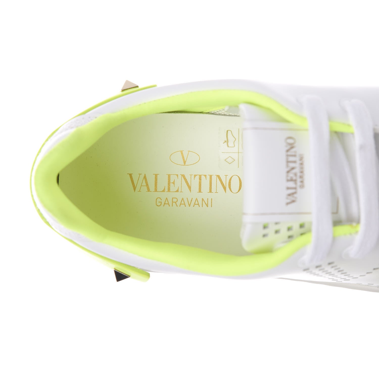 Valentino Garavani Calfskin Womens Backnet Sneakers 36 White Fluo Yellow 6 of 9