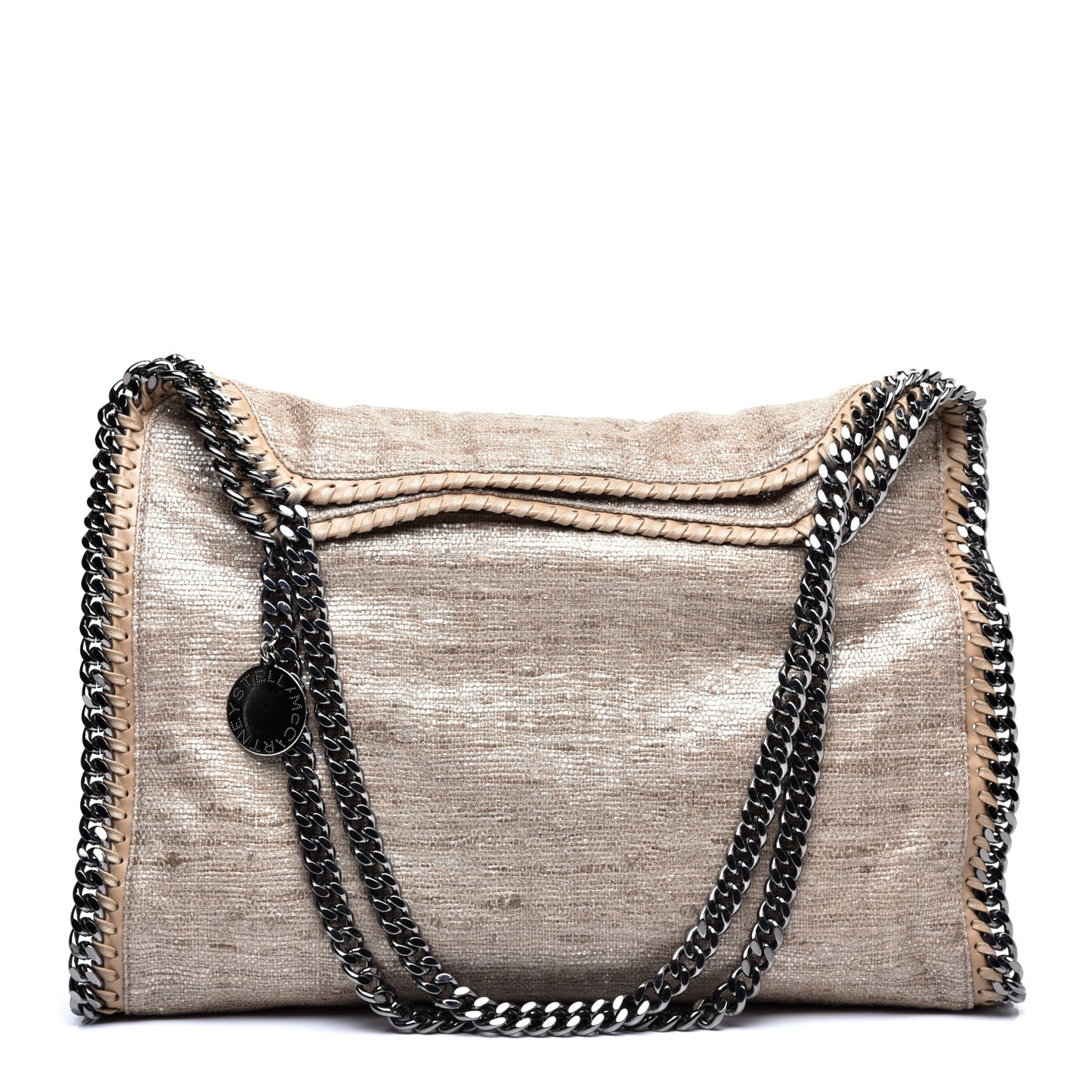 Metallic Linen Small Falabella Tote Taupe