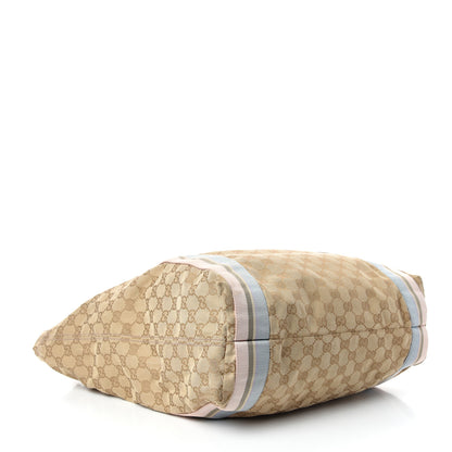 Gucci GG Monogram Medium Web Handle Vertical Tote Pink Blue 4 of 10