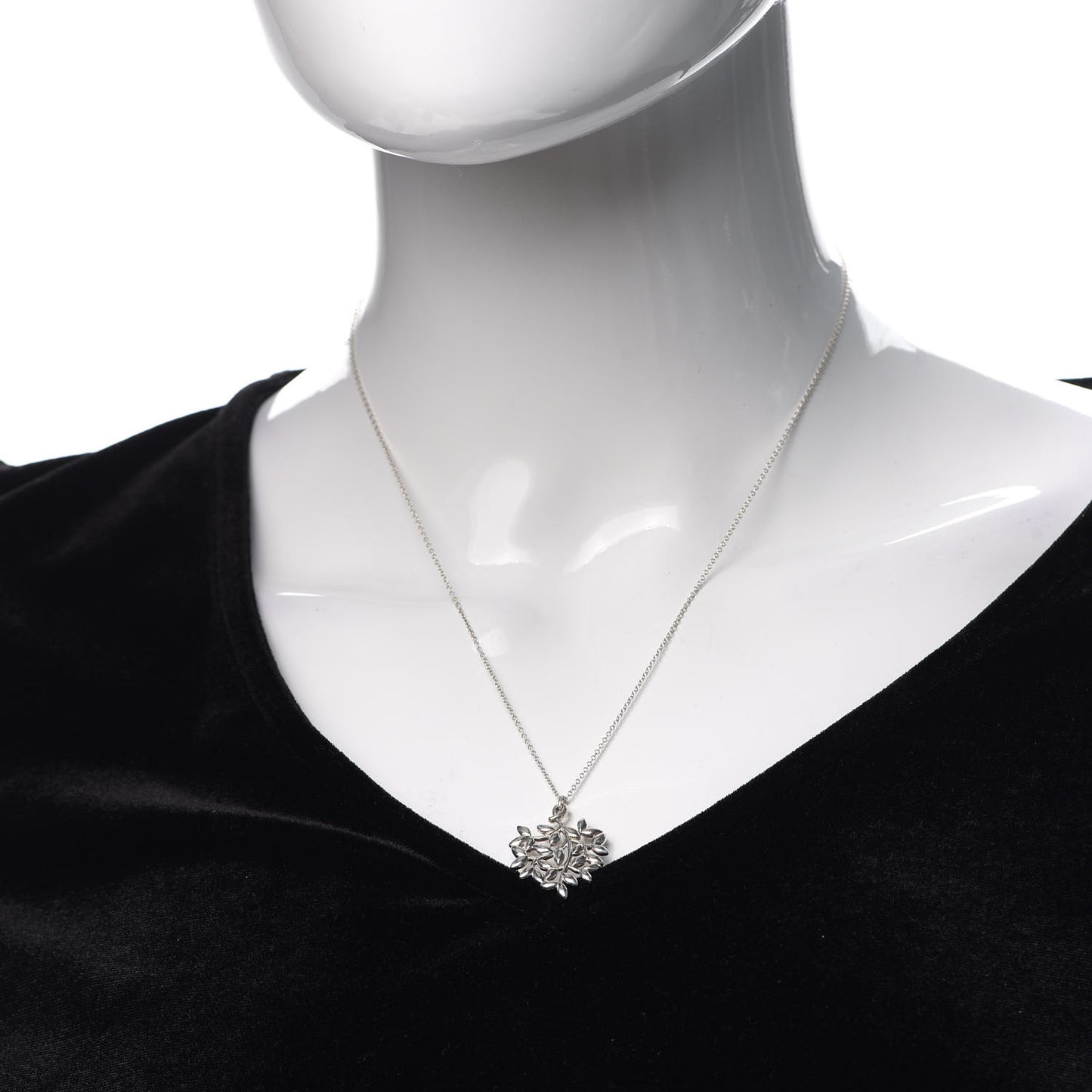 Sterling Silver Paloma Picasso Olive Leaf Heart Branch Pendant Necklace