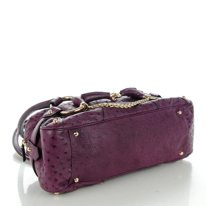 Gucci Ostrich Horsebit Chain Satchel Purple 4 of 7