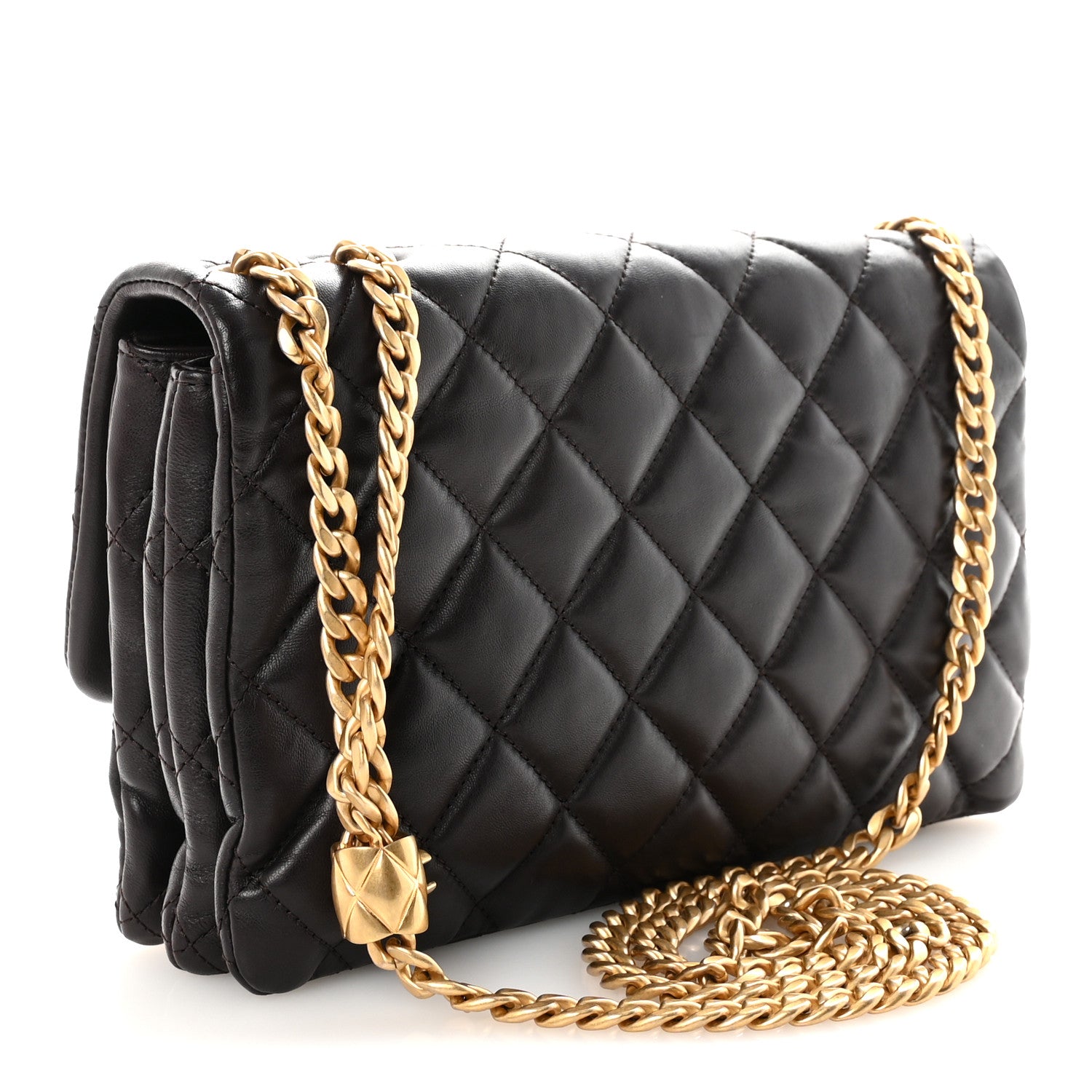 Chanel Lambskin Quilted Medium Pillow Crush Flap Bag Dark Brown 3 of 10