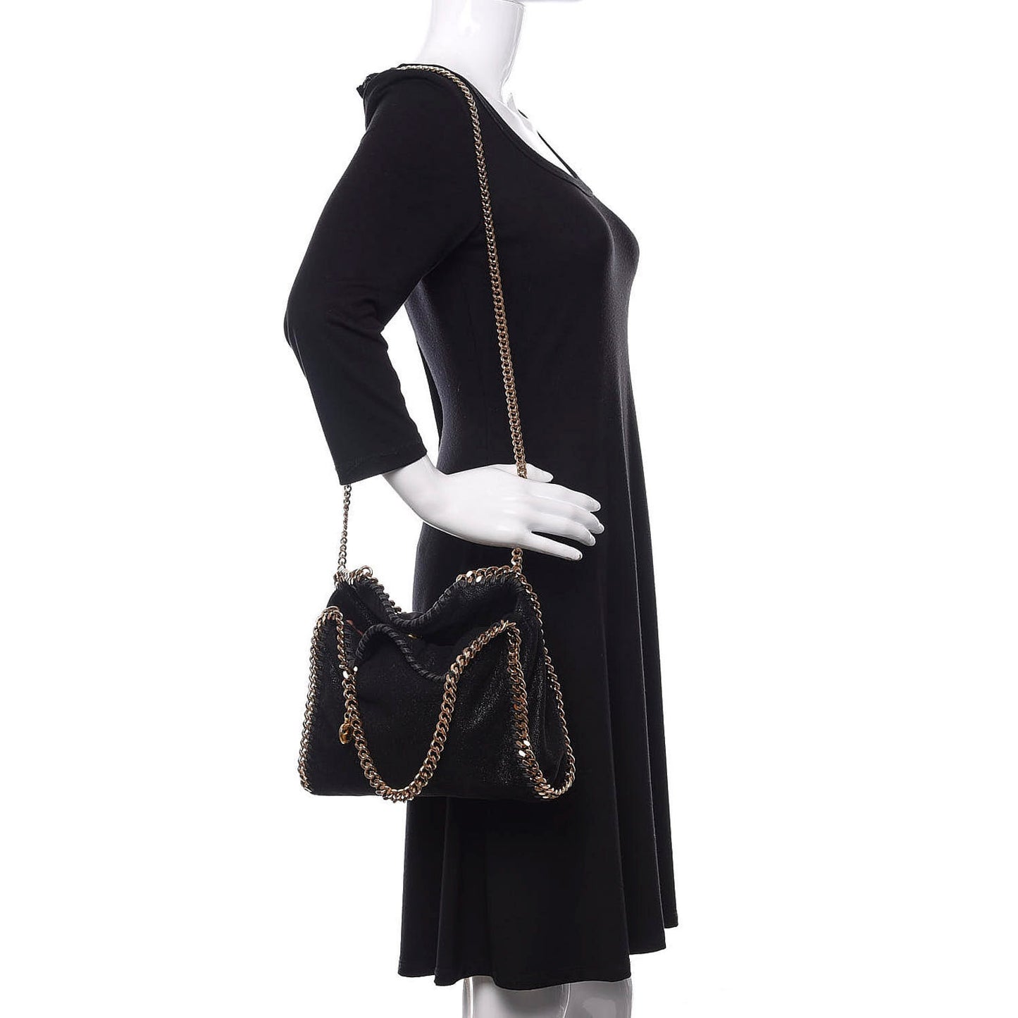 Shaggy Deer Mini Falabella Fold Over Tote Black