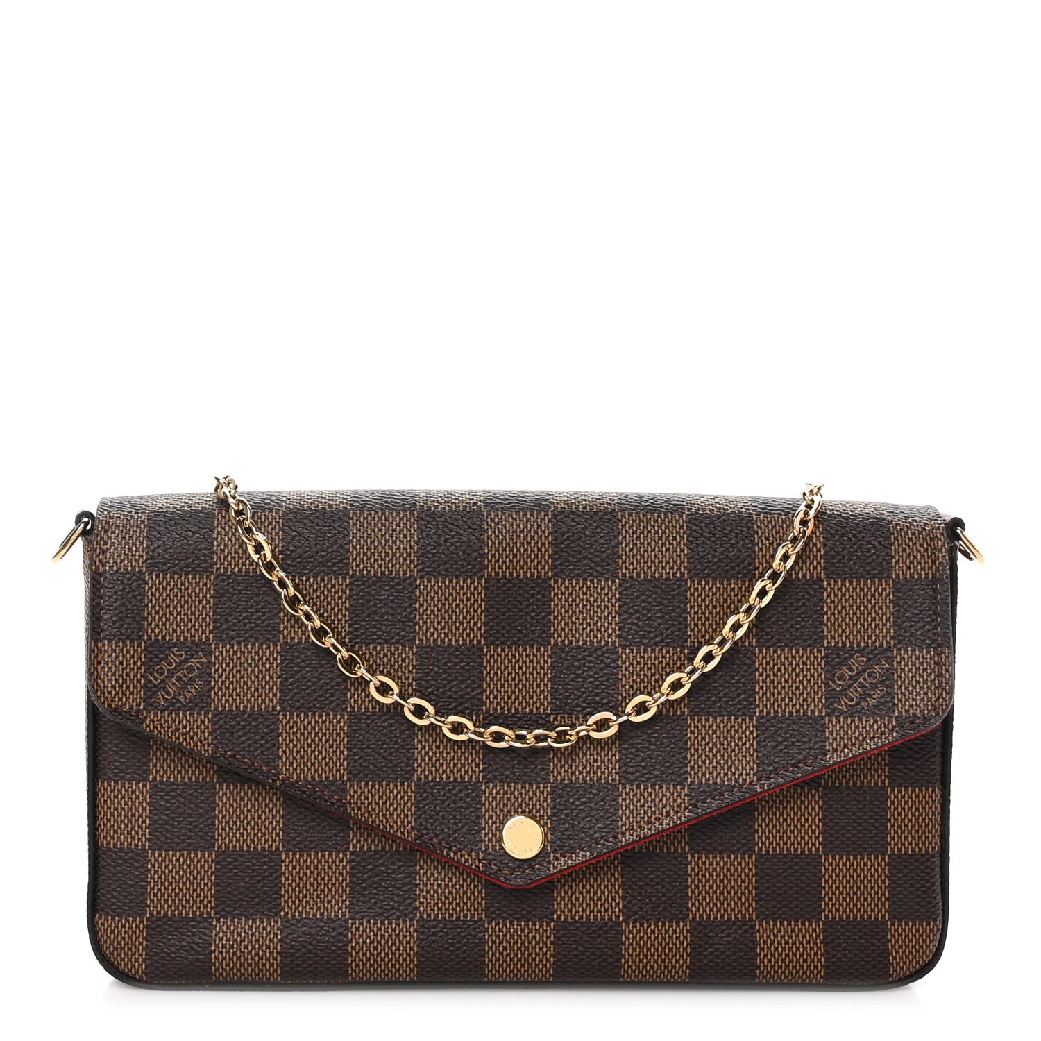 Louis Vuitton Damier Ebene Pochette Felicie Chain Wallet 1 of 11