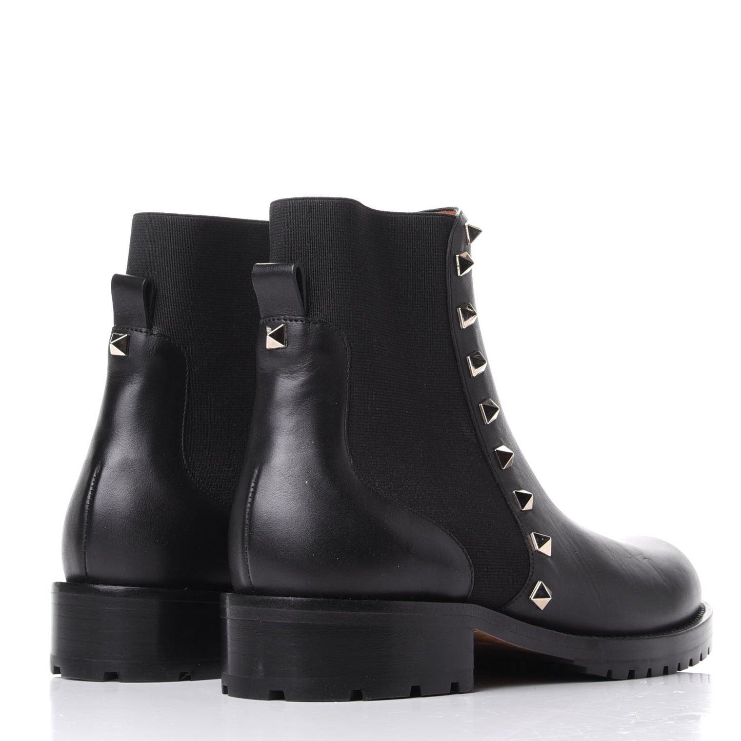 Calfskin Rockstud Beatle Chelsea 20mm Ankle Boots 36.5 Black