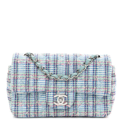 Chanel Tweed Quilted Mini Rectangular Flap Blue 1 of 9