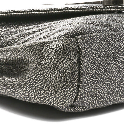 Saint Laurent Metallic Grain De Poudre Matelasse Chevron Monogram Medium College Bag Gunmetal 8 of 9