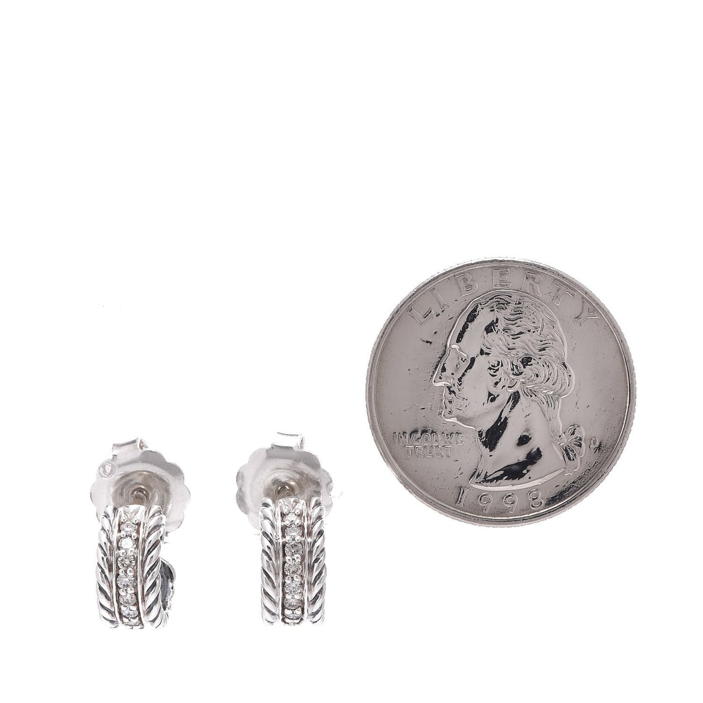 Sterling Silver Diamond 12mm Cable Hoop Earrings